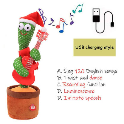 Vibrant green cactus plush toy, interactive early education singing and dancing gift for kids