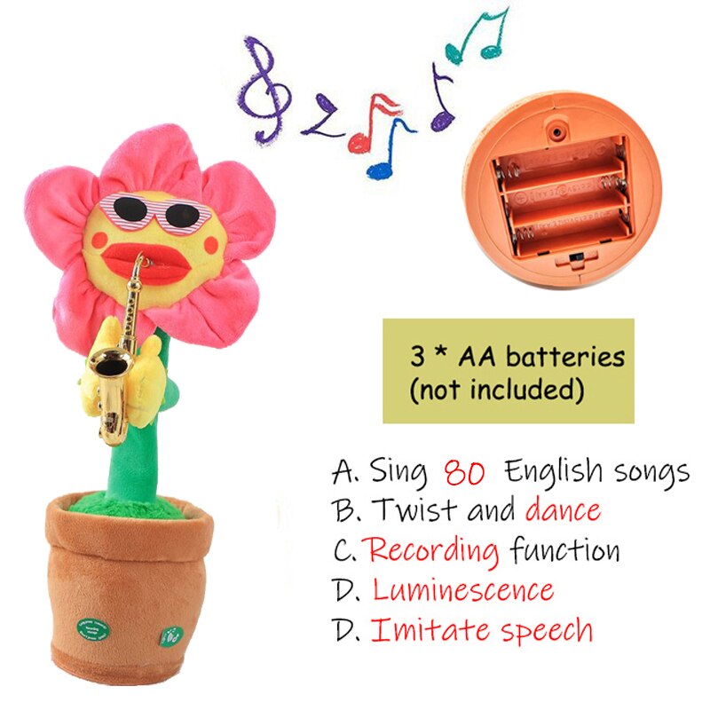 Group of interactive dancing & singing cactus plush toys, perfect early education kids gifts