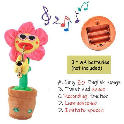 Group of interactive dancing & singing cactus plush toys, perfect early education kids gifts