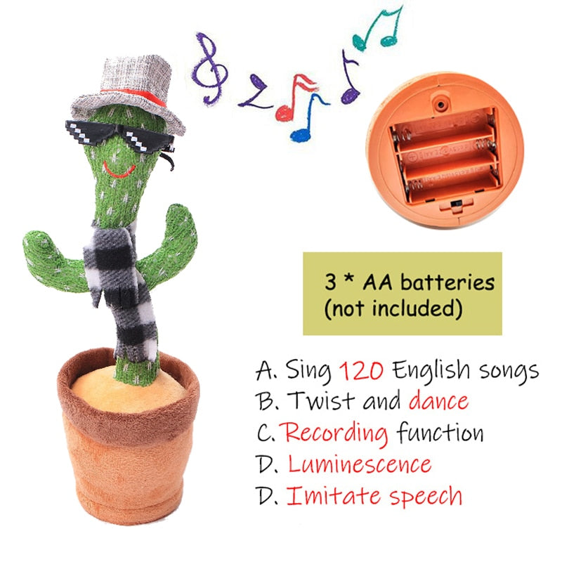Back view of the Dancing Cactus, highlighting its detailed stitching and quality plush construction