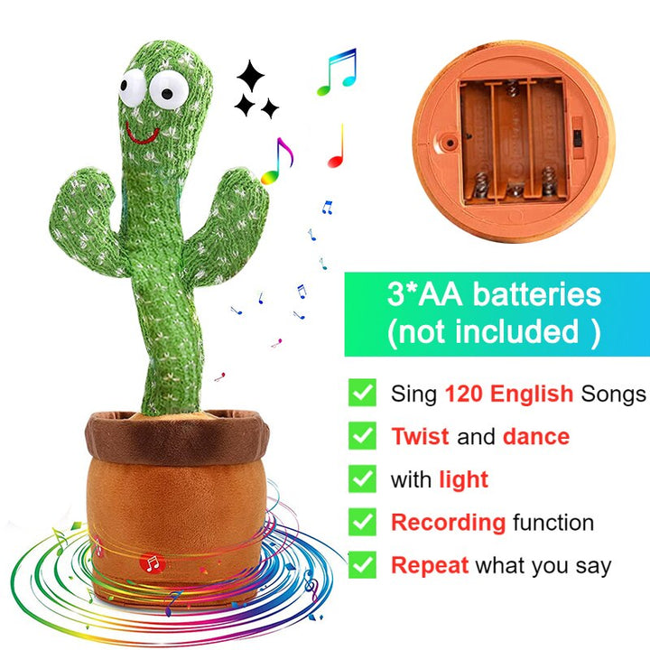 Smiling Dancing Cactus toy illuminated, ready to entertain, an ideal musical and interactive plush doll