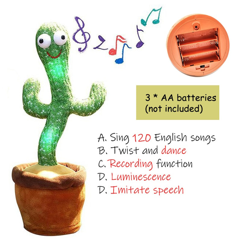 Group of children laughing and interacting with the recording function of a Dancing Cactus toy