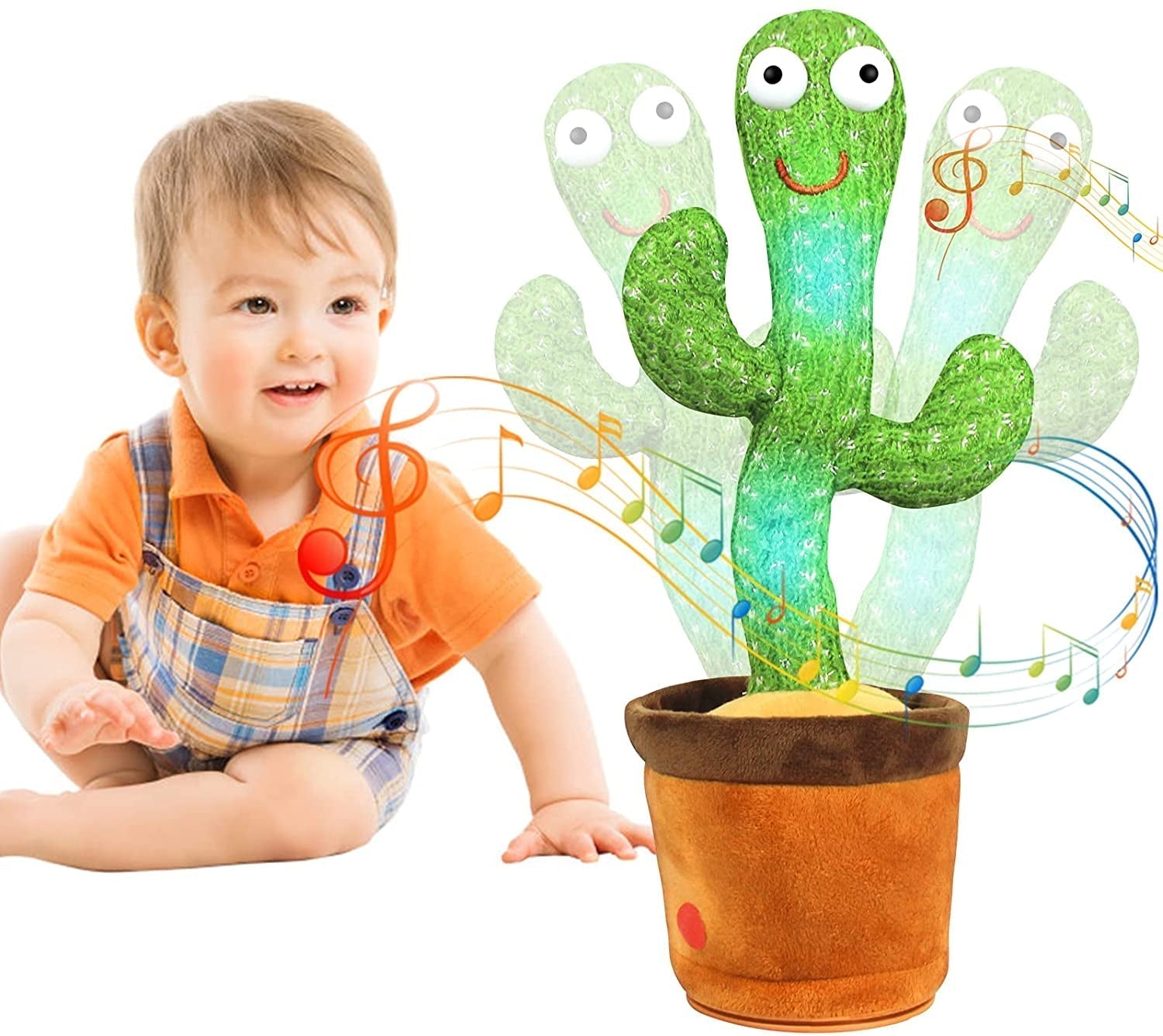 Animated dancing cactus plush toy with sound mimicry, perfect for young kids' entertainment