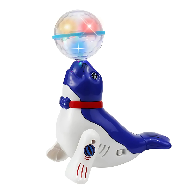 Interactive light-up dolphin toy, a musical dancing plaything designed for young children.