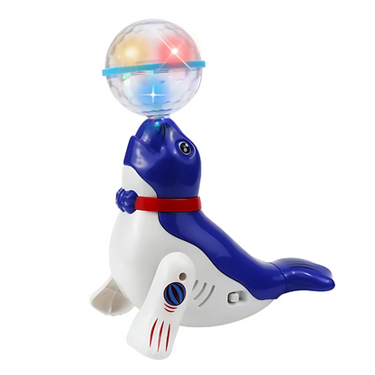 Interactive light-up dolphin toy, a musical dancing plaything designed for young children.