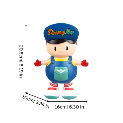 Kids' musical robot toy, promoting active play with dancing movements and colorful LED light display.