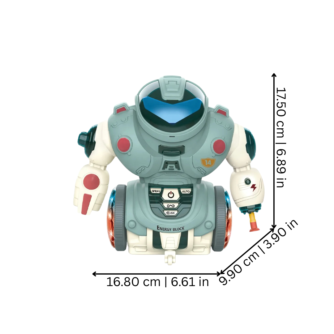 Baby sensory robot toy, electronic and musical, supporting infant motor skills and indoor play