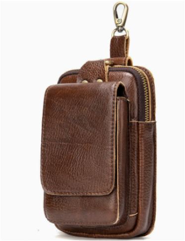 Stylish & secure dark brown waist bag for men, great for travel and daily essentials.