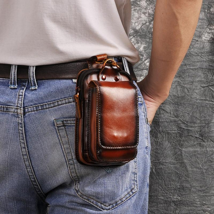 Stylish dark brown fanny pack for men, ideal for secure everyday carry organization.