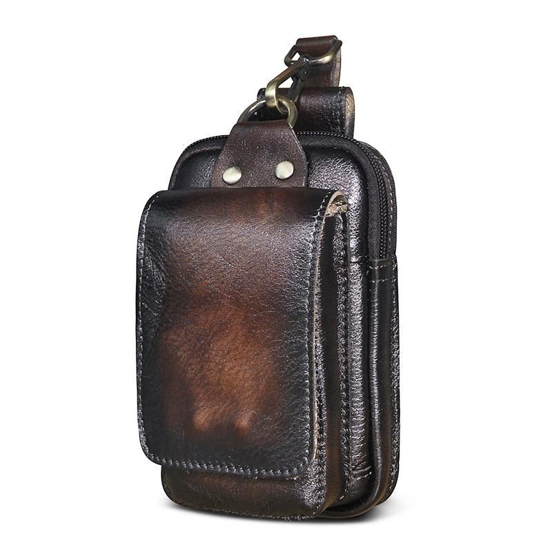 Dark brown men's waist bag, ideal for secure everyday carry & travel accessories.