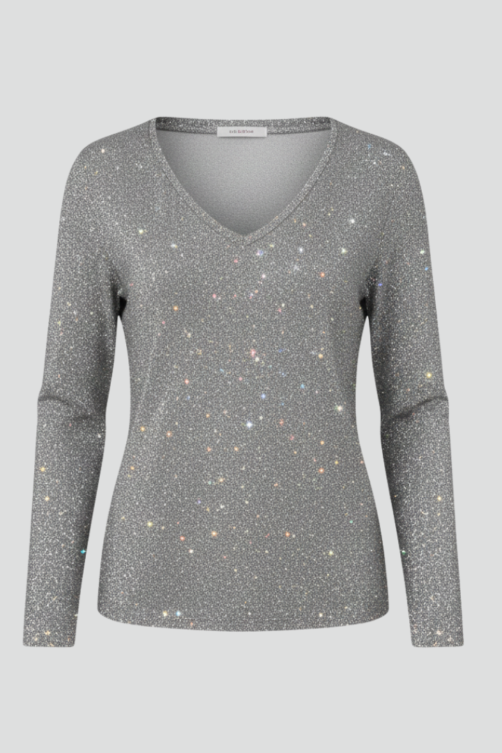 Dazzling sequin V-neck sweater for women, perfect for glamorous party wear and special occasions.