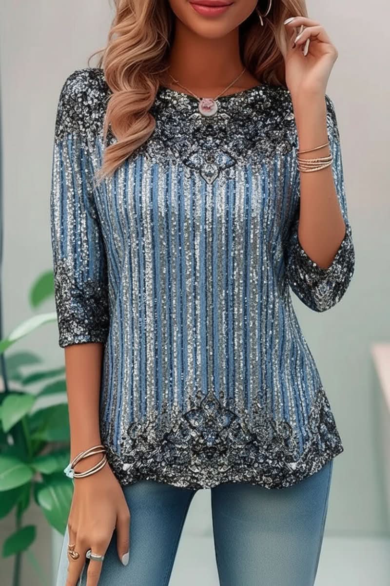 Glamorous sequin evening top for women, featuring a stylish open back and relaxed fit for party wear.