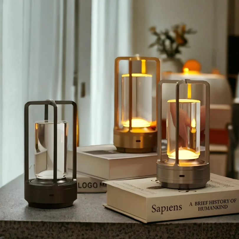 Sleek Scandinavian wireless LED table lamp. Rechargeable, portable light for modern home decor & ambient glow.