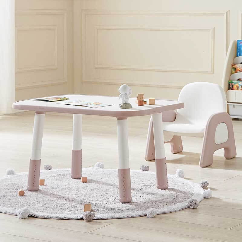 Kids furniture: adjustable peony pink plastic activity table for a child's playroom