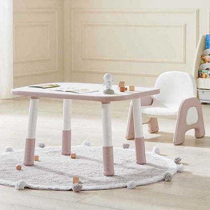 Kids furniture: adjustable peony pink plastic activity table for a child's playroom