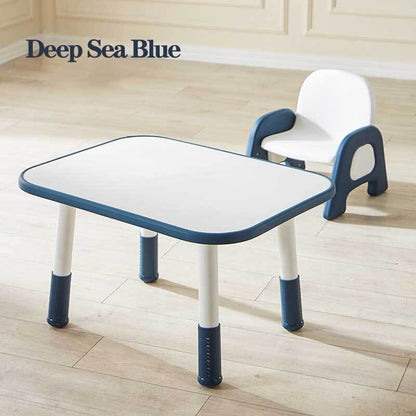 Versatile deep sea blue kids adjustable plastic table, ideal for toddler activities