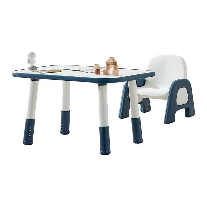 Durable toddler adjustable plastic activity table in deep sea blue, easy to clean