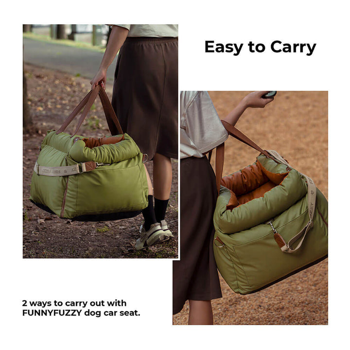 Portable dog car booster; PawLuxury comfortable pet bed for small & medium dogs.