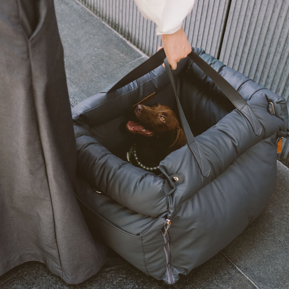 Deluxe dog booster bed for vehicle; comfortable pet travel seat, easy to install.