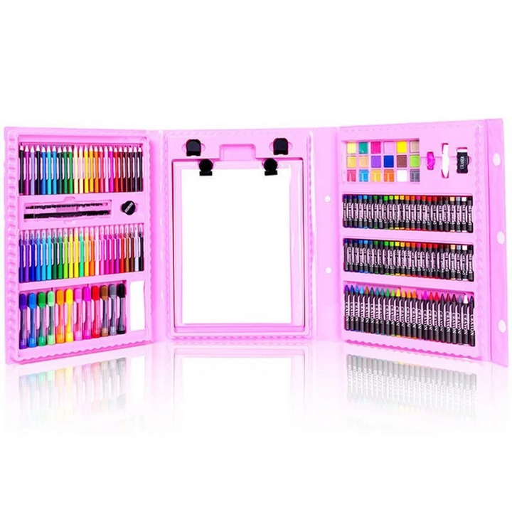 Complete children's craft kit: Kids Deluxe Art Set with easel, encouraging artistic expression