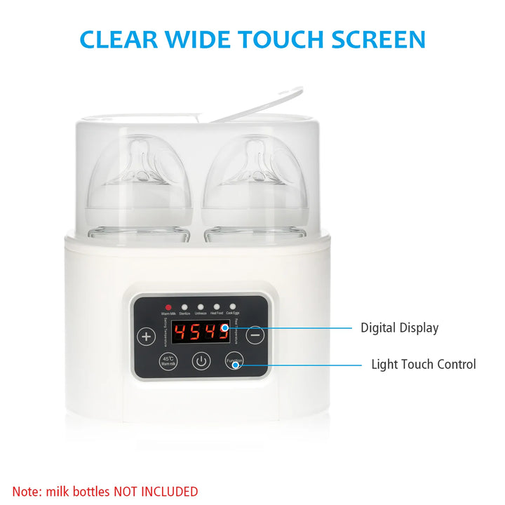 Digital baby food heater & bottle warmer with defrost function for breast milk & baby meals.
