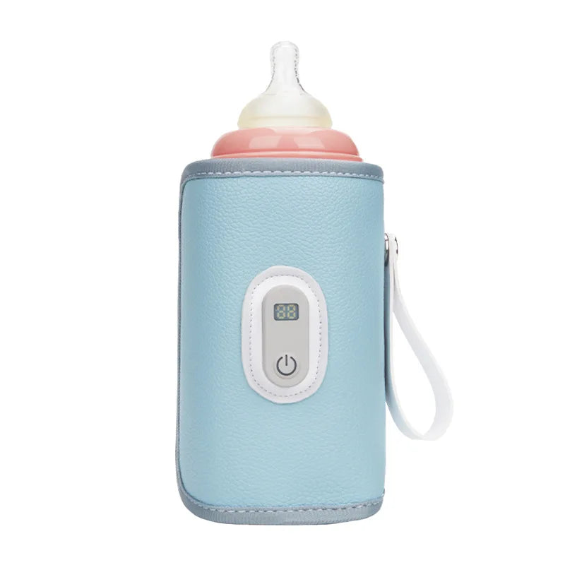 Digital milk bottle warmer, portable USB heating cover for baby feeding on-the-go
