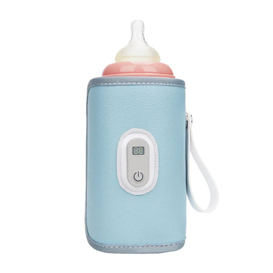 Digital milk bottle warmer, portable USB heating cover for baby feeding on-the-go