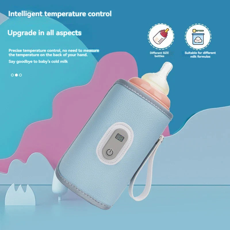 Travel-friendly digital milk heater, portable cover for baby bottles, USB powered