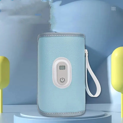 Compact digital bottle warmer cover, essential for heating baby milk while traveling