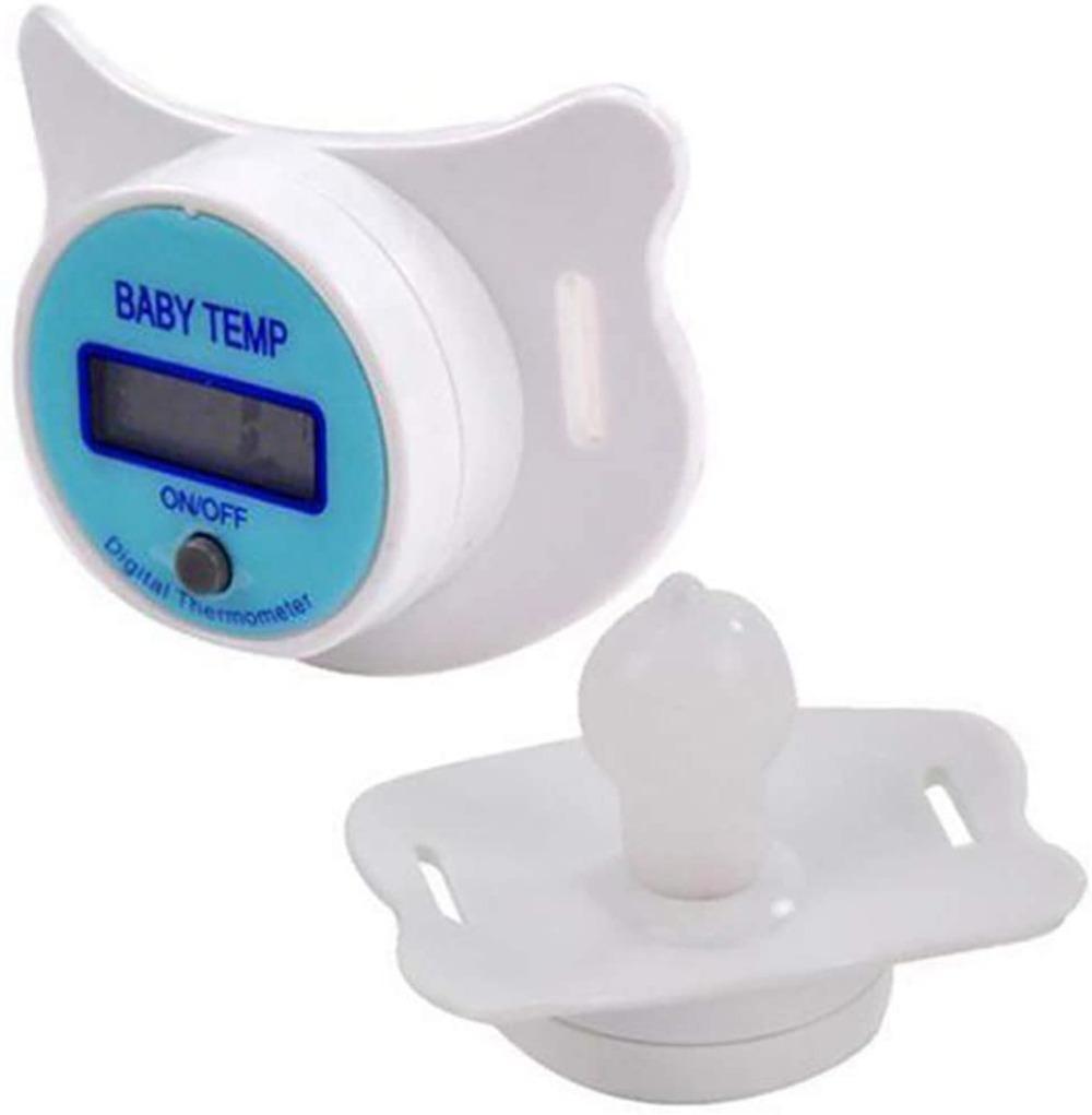 Baby digital pacifier thermometer, blue, for easy and accurate health monitoring of infants.