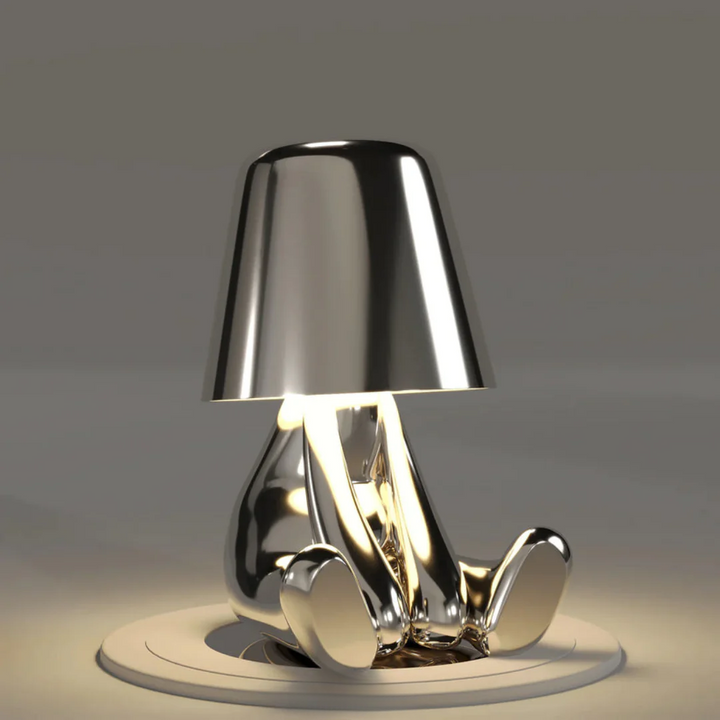 Unique playful artistic dimmable table lamp. Resin accent light, wireless & portable mood lighting.