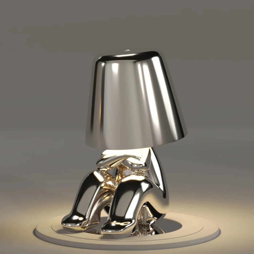 LumoPals dimmable table lamp. Playful artistic resin, portable, wireless & touch-controlled accent light.