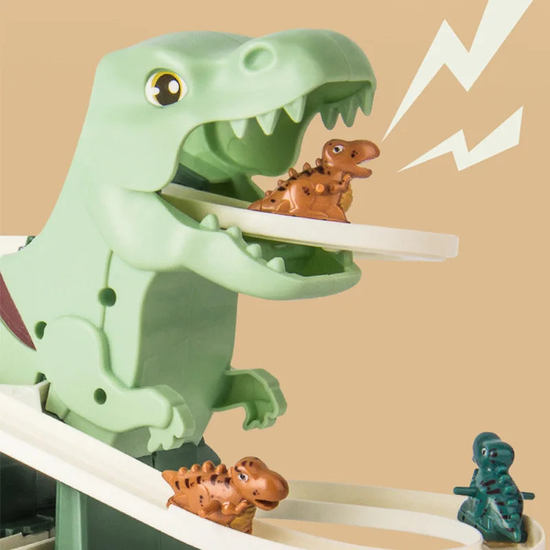 Dinosaur play set, Dino Adventure Slide Toy, with musical and light-up elements, ideal as a children's gift.