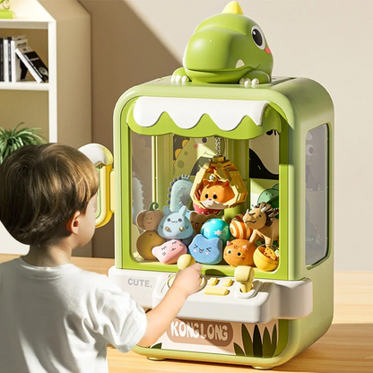 Dino Mini Arcade Claw Machine for kids, promoting motor skills and interactive play, ideal birthday gift.