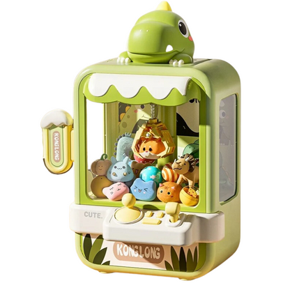 Colorful mini claw machine for children, featuring cute dinosaur design, perfect for fun and skill development.
