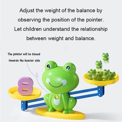 Kids playing with a colorful unicorn balance scale, learning numbers and weight