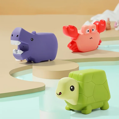 Colorful set of kids' bath toys, featuring water spray functions for imaginative play in water
