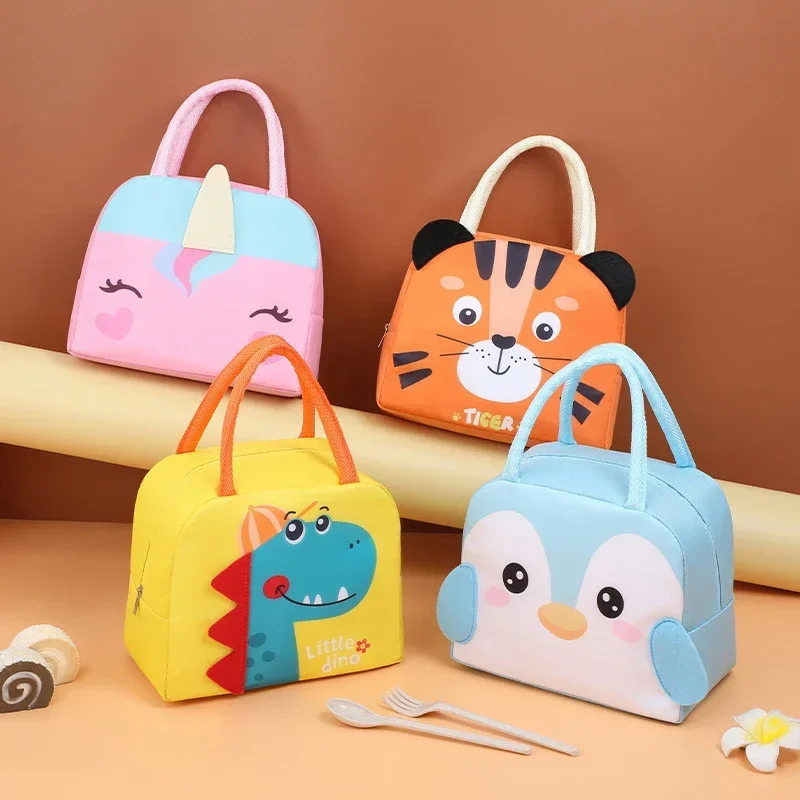 Dinosaur kids insulated lunch bag, waterproof thermal tote for school lunch, child accessories