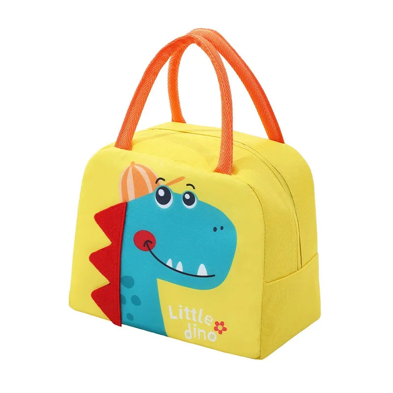 Waterproof kids insulated lunch bag, dinosaur and penguin themes, portable thermal school tote