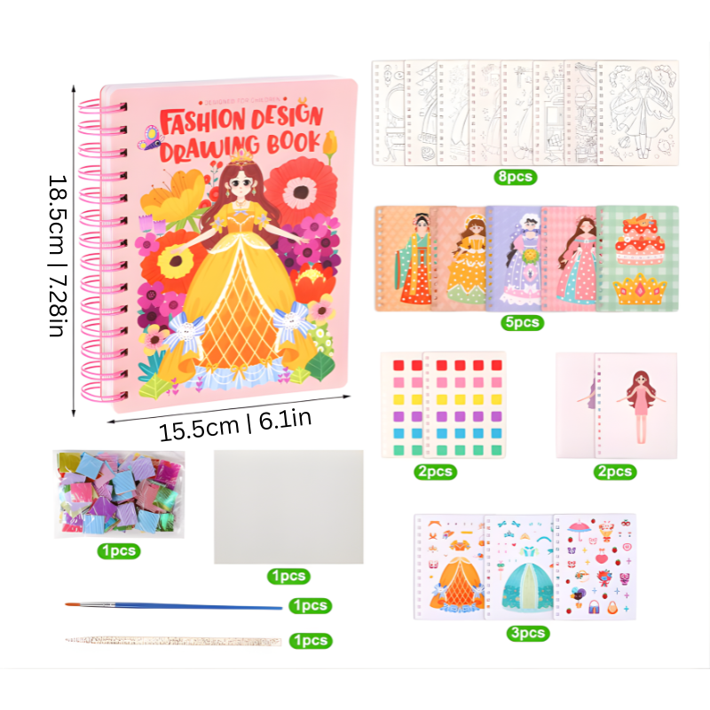 Educational children's DIY fashion craft kit with princess accessories for imaginative art projects