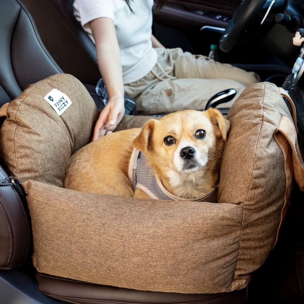 Pet supplies: non-slip dog booster car seat with durable fabric for longevity.