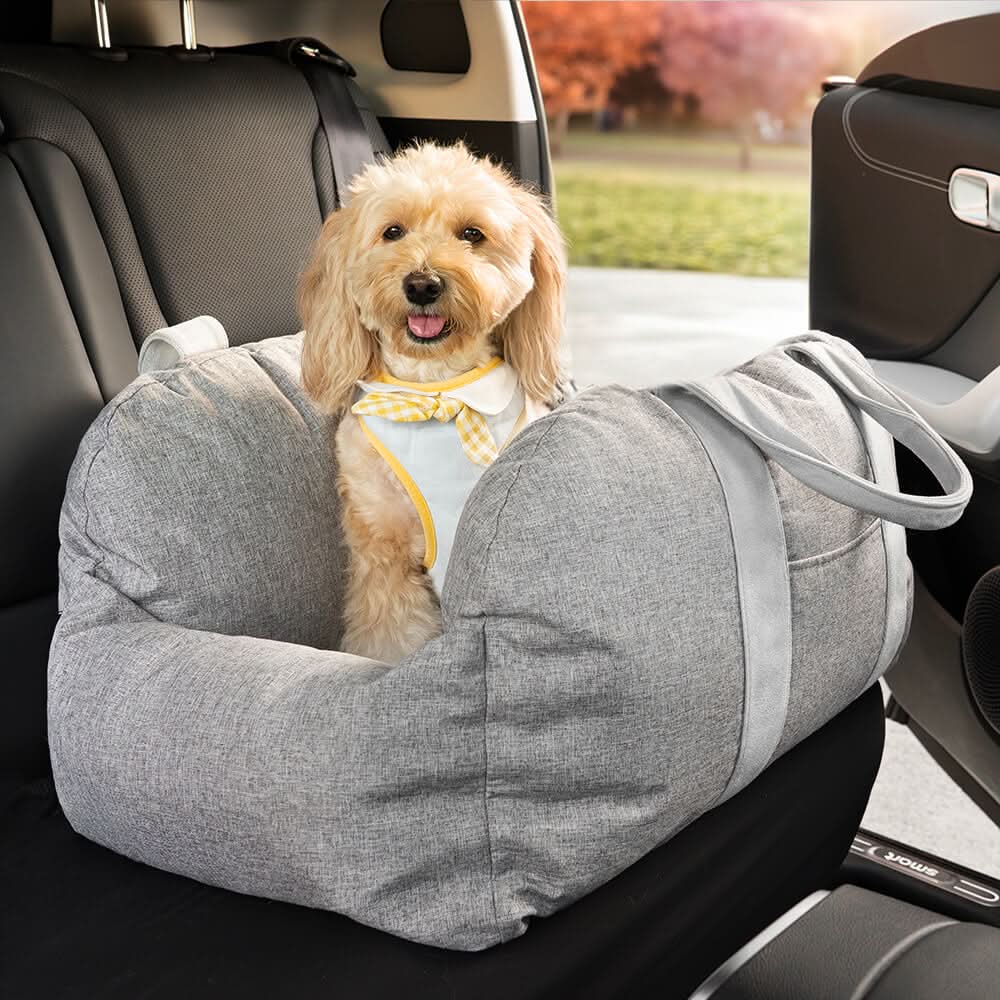 Pet safety booster for car travel, designed for comfort and ultimate stability.