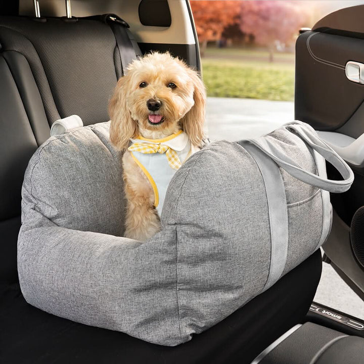 Pet safety booster for car travel, designed for comfort and ultimate stability.