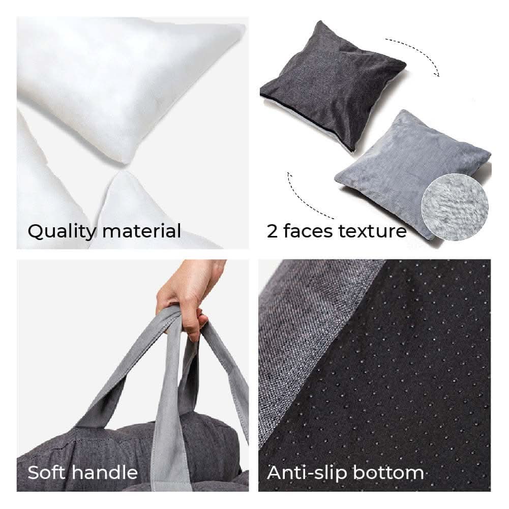 Auto pet seat with adjustable safety belt for secure and elevated dog car travel.