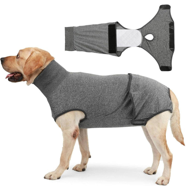 Post-surgery Dog Recovery Suit, a comfy cone alternative for wound protection & faster healing.