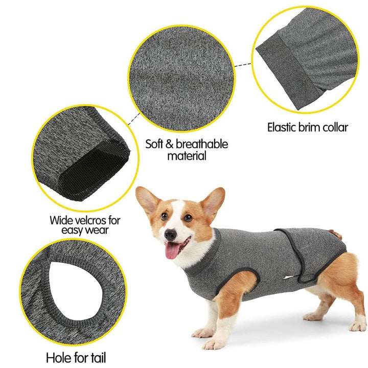 Breathable Dog Recovery Suit, a soft pet protective vest for post-surgery and anxiety.