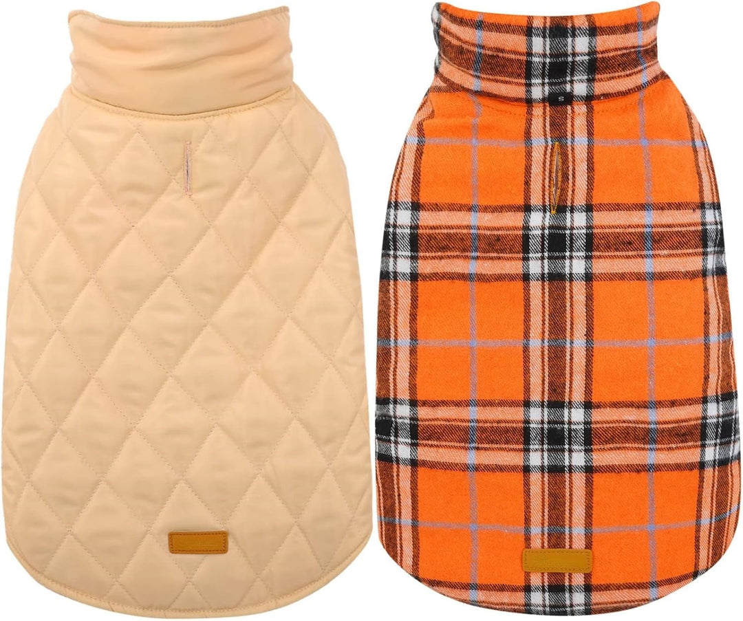 Durable waterproof dog jacket, featuring a reversible British check pattern.