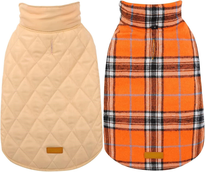 Durable waterproof dog jacket, featuring a reversible British check pattern.