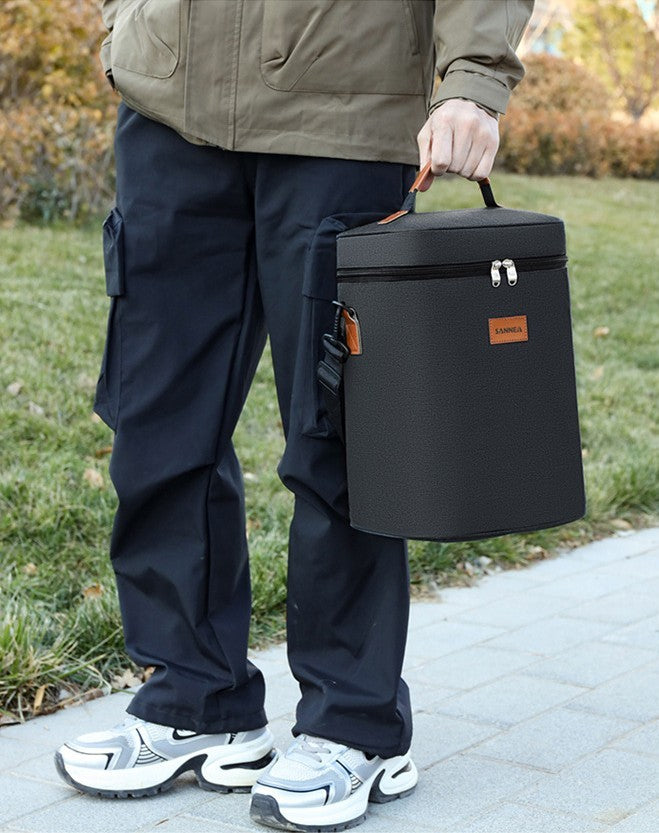 Portable insulated wine cooler bag for two bottles. Durable design, ideal for outdoor events & gifts.