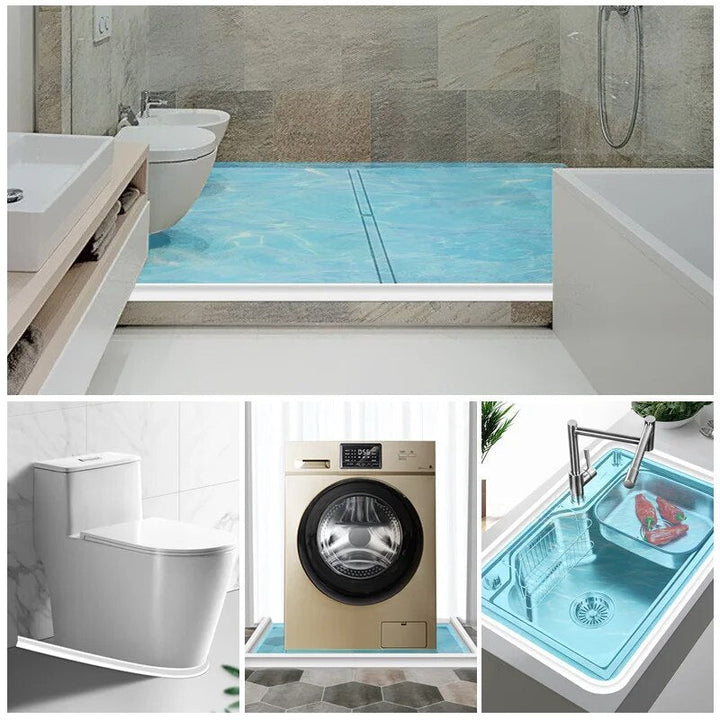 Innovative DryGuard silicone shower barrier ensures a dry bathroom, acting as a reliable water stopper.